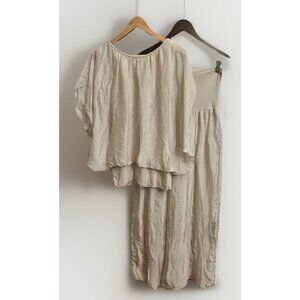 Gusy Made Italy Silk Wide Leg Pants and Top Set Flowy Size M L.        Ee